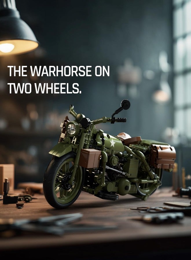 Nifeliz Motorcycle WLA Model Toy for Adults, Classic Military Bike Building Set with Authentic Features, Collectible Display Gift (833 PCS, NF10333) - Image 2